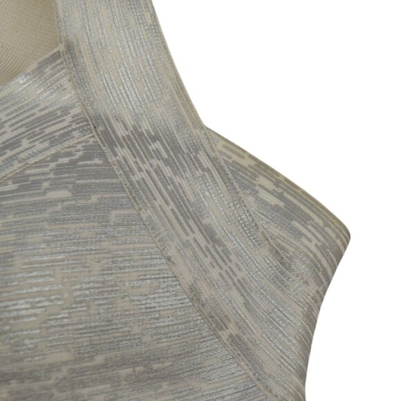 Terani Couture Dress Metallic Silver Bandage Style Cocktail Dress V-Neck Size 2 - Picture 4 of 7